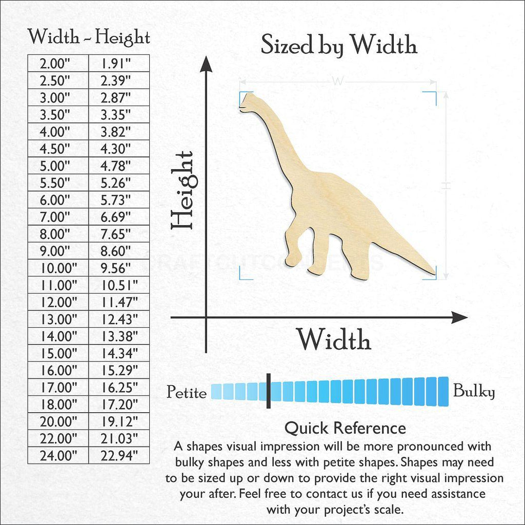 Sizes available for a laser cut Dinosaur -9 craft blank