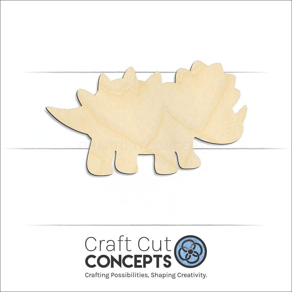 Craft Cut Concepts Logo under a wood Dinosaur Baby Triceratops craft shape and blank