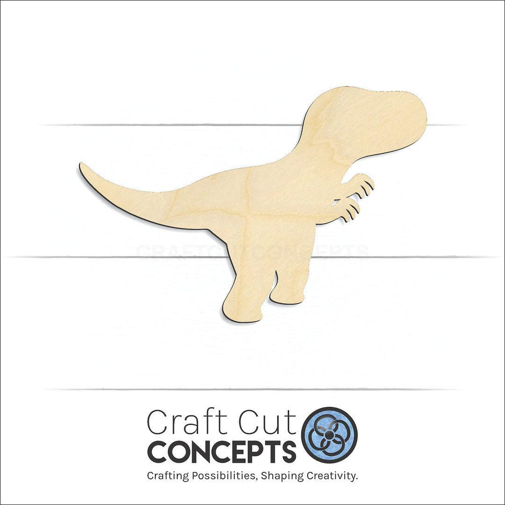 Craft Cut Concepts Logo under a wood Dinosaur Baby Trex craft shape and blank