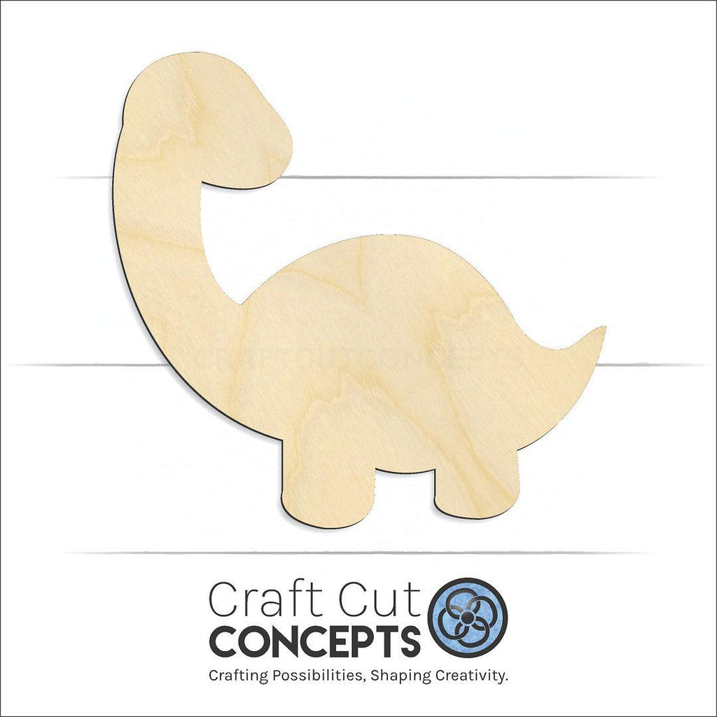 Craft Cut Concepts Logo under a wood Dinosaur Baby Brontosaurus craft shape and blank