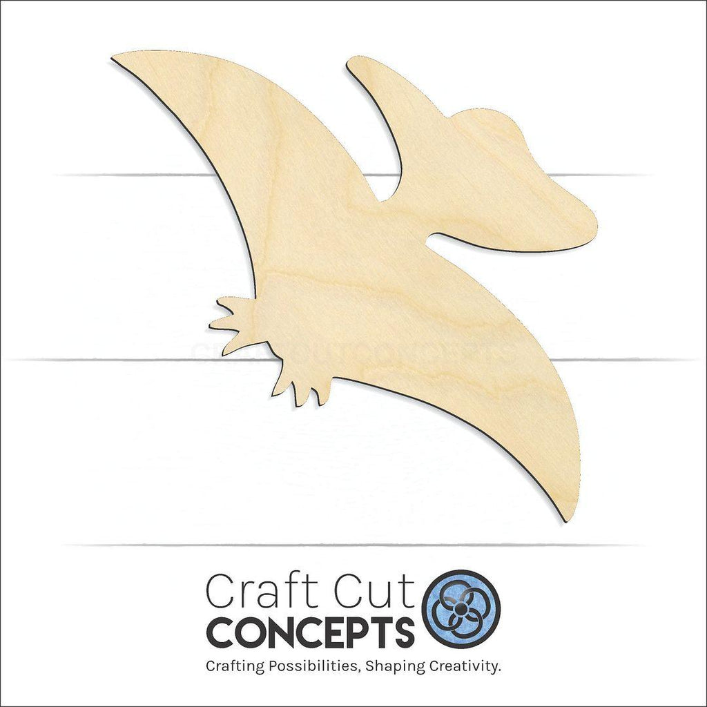 Craft Cut Concepts Logo under a wood Dinosaur Baby Pterodactyl craft shape and blank