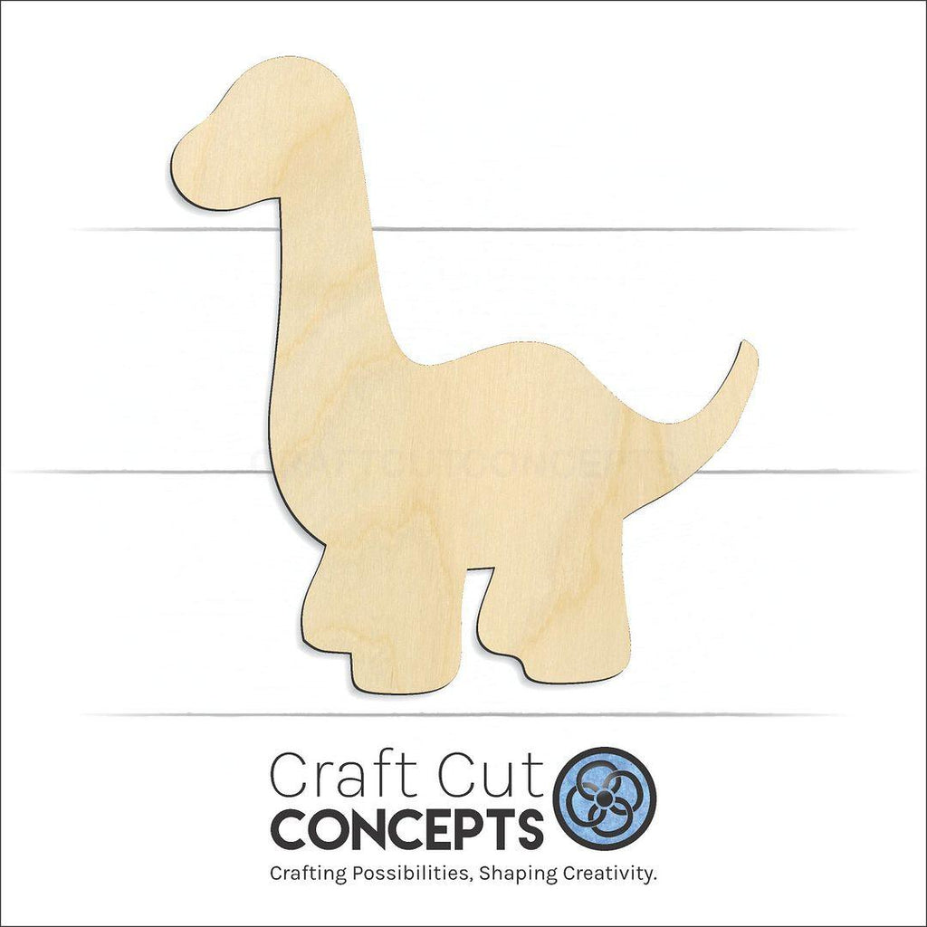 Craft Cut Concepts Logo under a wood Dinosaur Baby Brontosaurus craft shape and blank