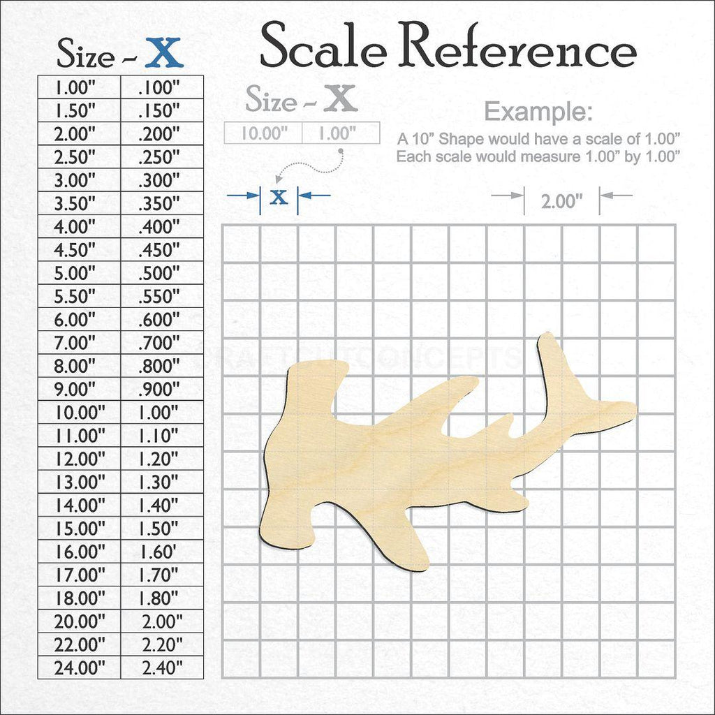 A scale and graph image showing a wood Shark -3 craft blank