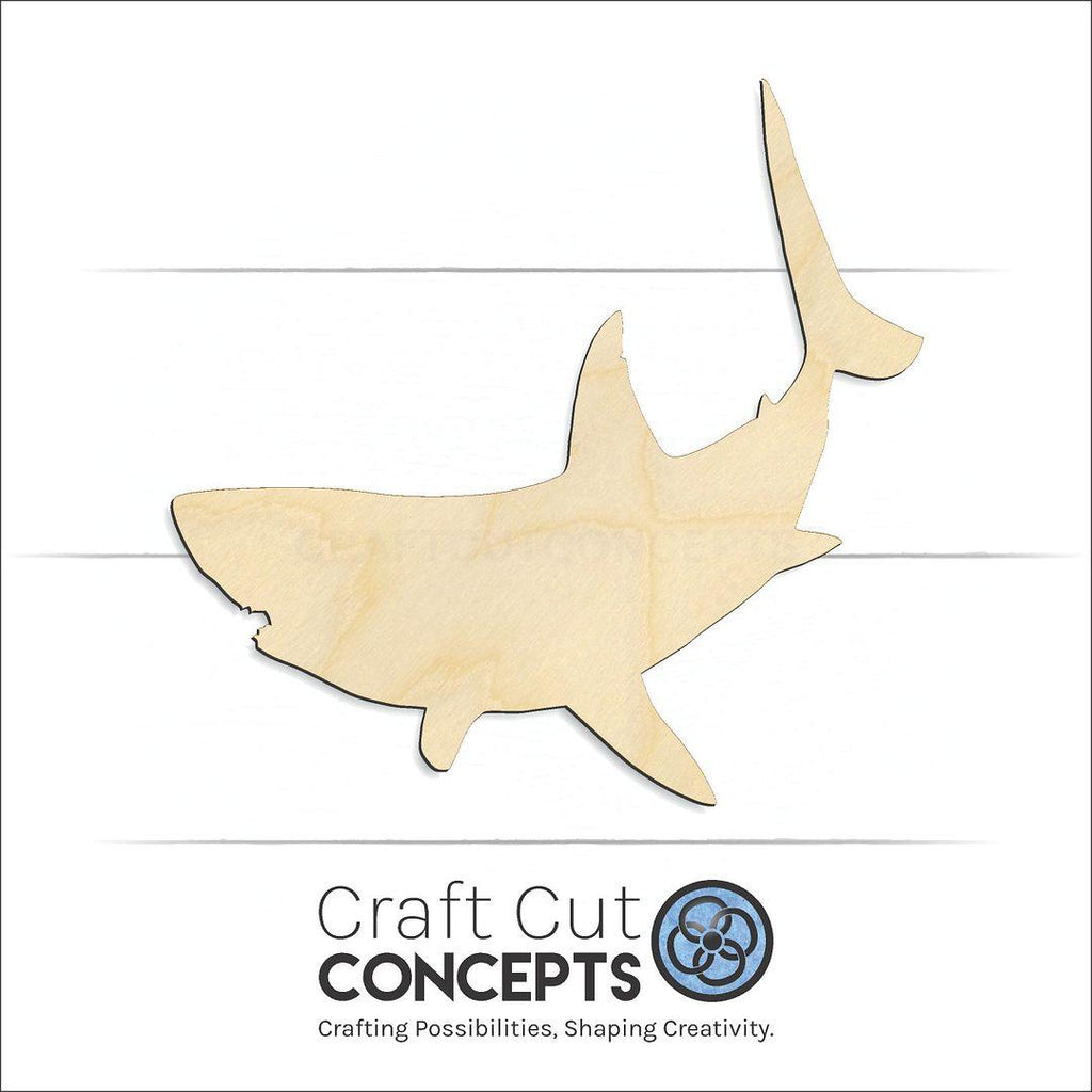 Craft Cut Concepts Logo under a wood Shark-7 craft shape and blank