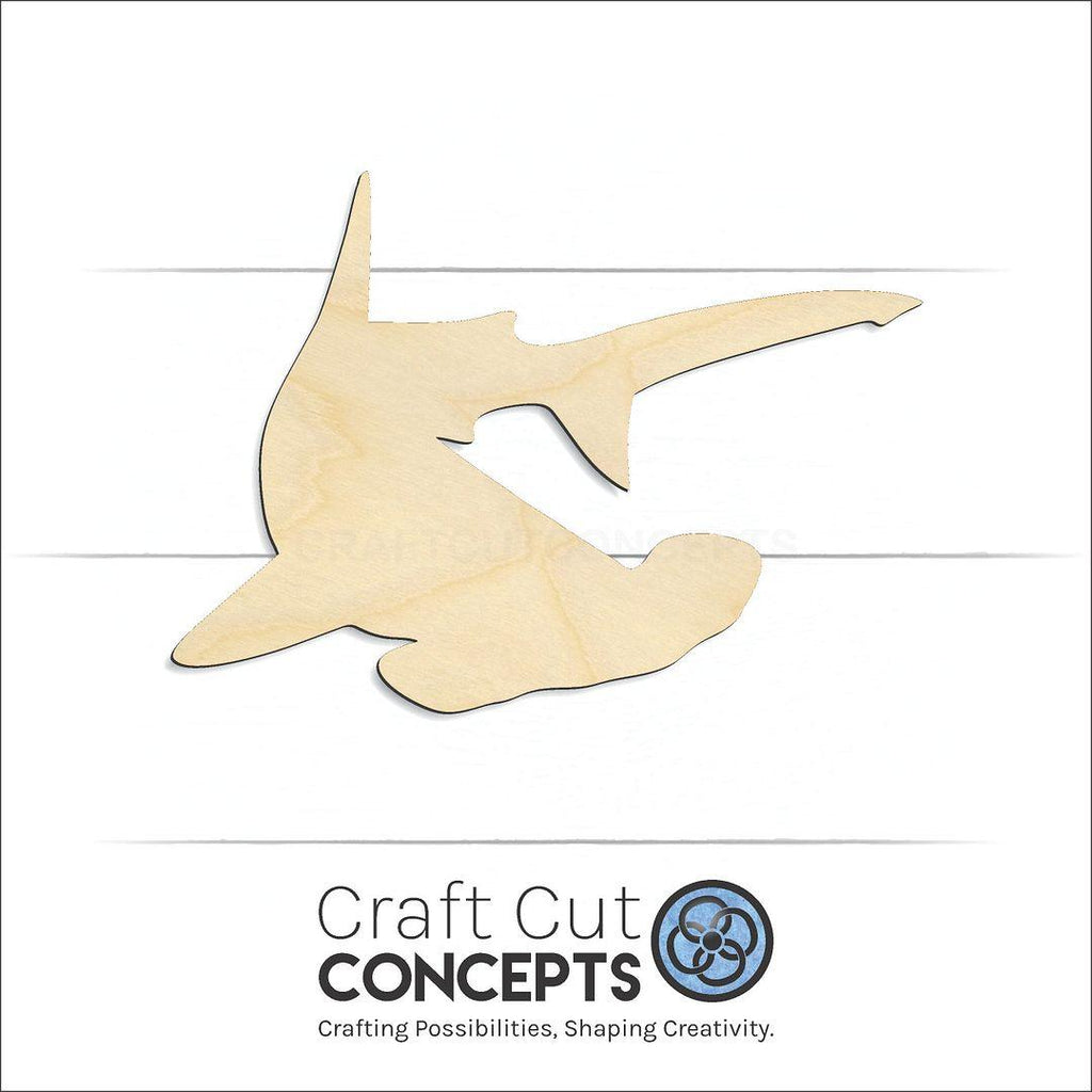 Craft Cut Concepts Logo under a wood Hammerhead Shark craft shape and blank