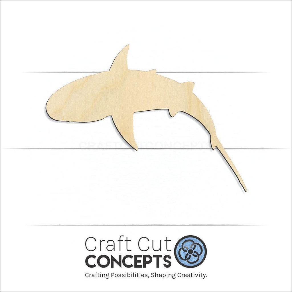 Craft Cut Concepts Logo under a wood Top Down Shark craft shape and blank