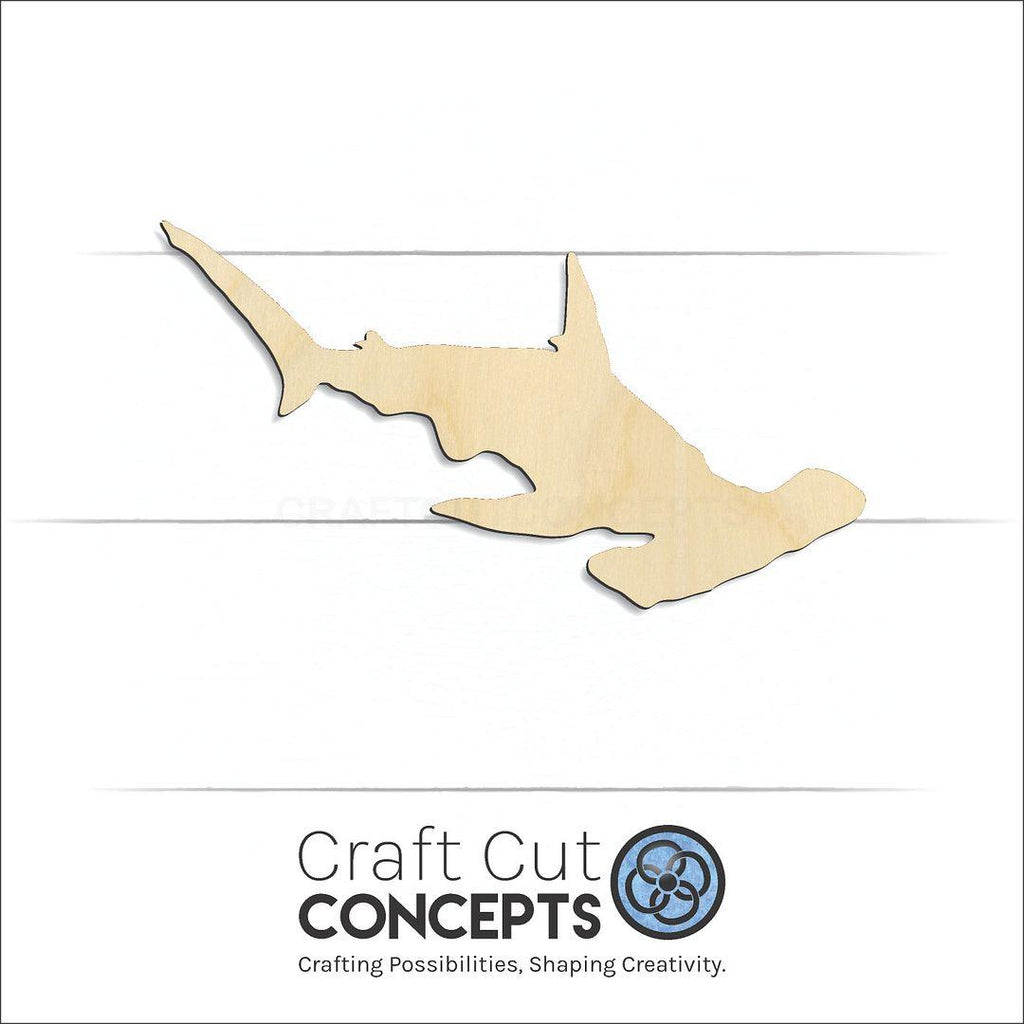 Craft Cut Concepts Logo under a wood Hammerhead Shark craft shape and blank