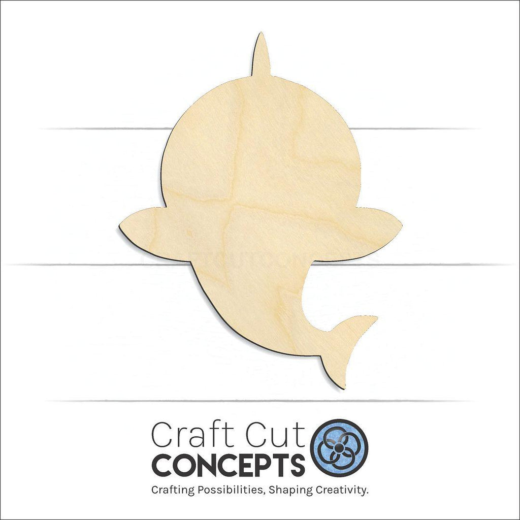 Craft Cut Concepts Logo under a wood Baby Shark craft shape and blank