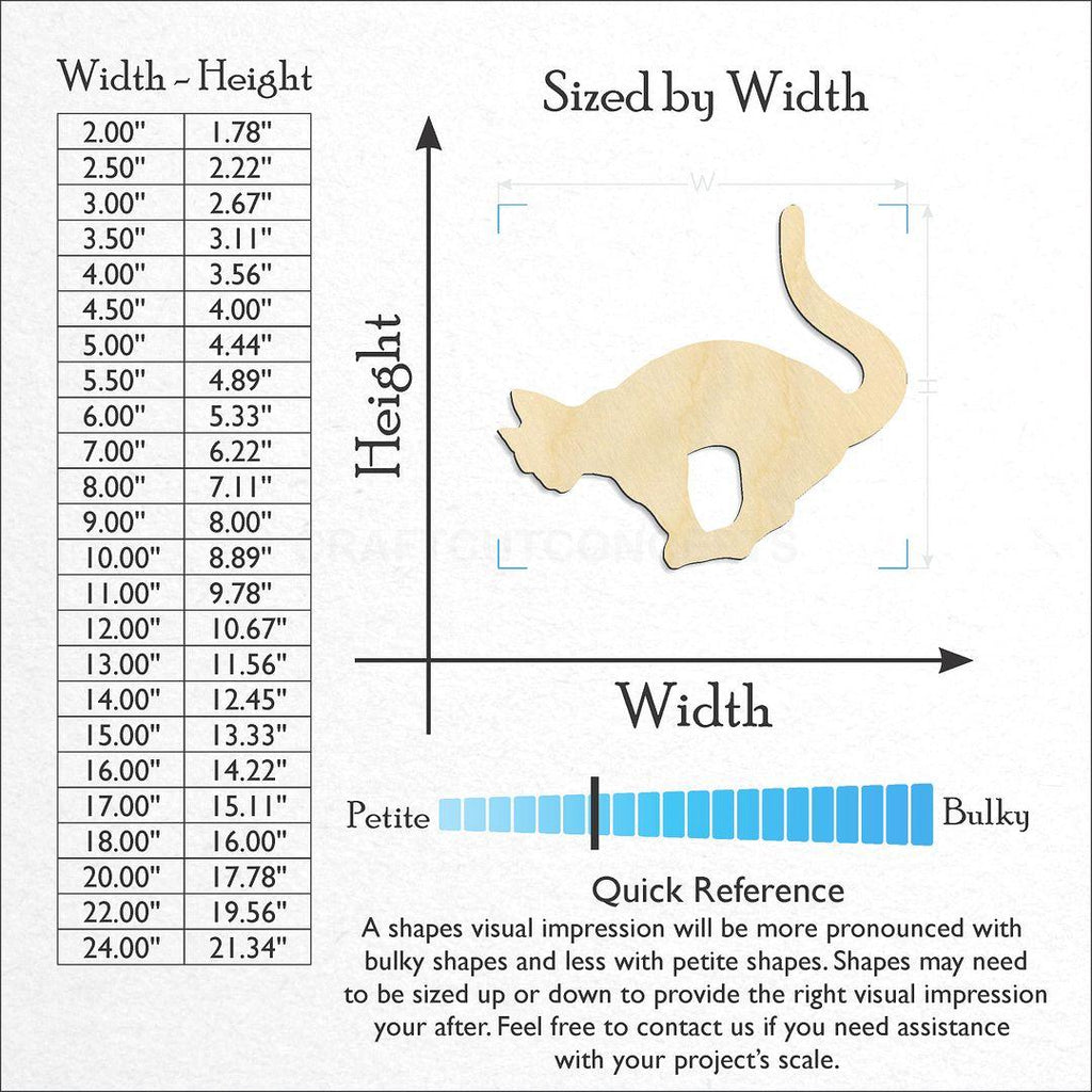 Sizes available for a laser cut Cat -4 craft blank