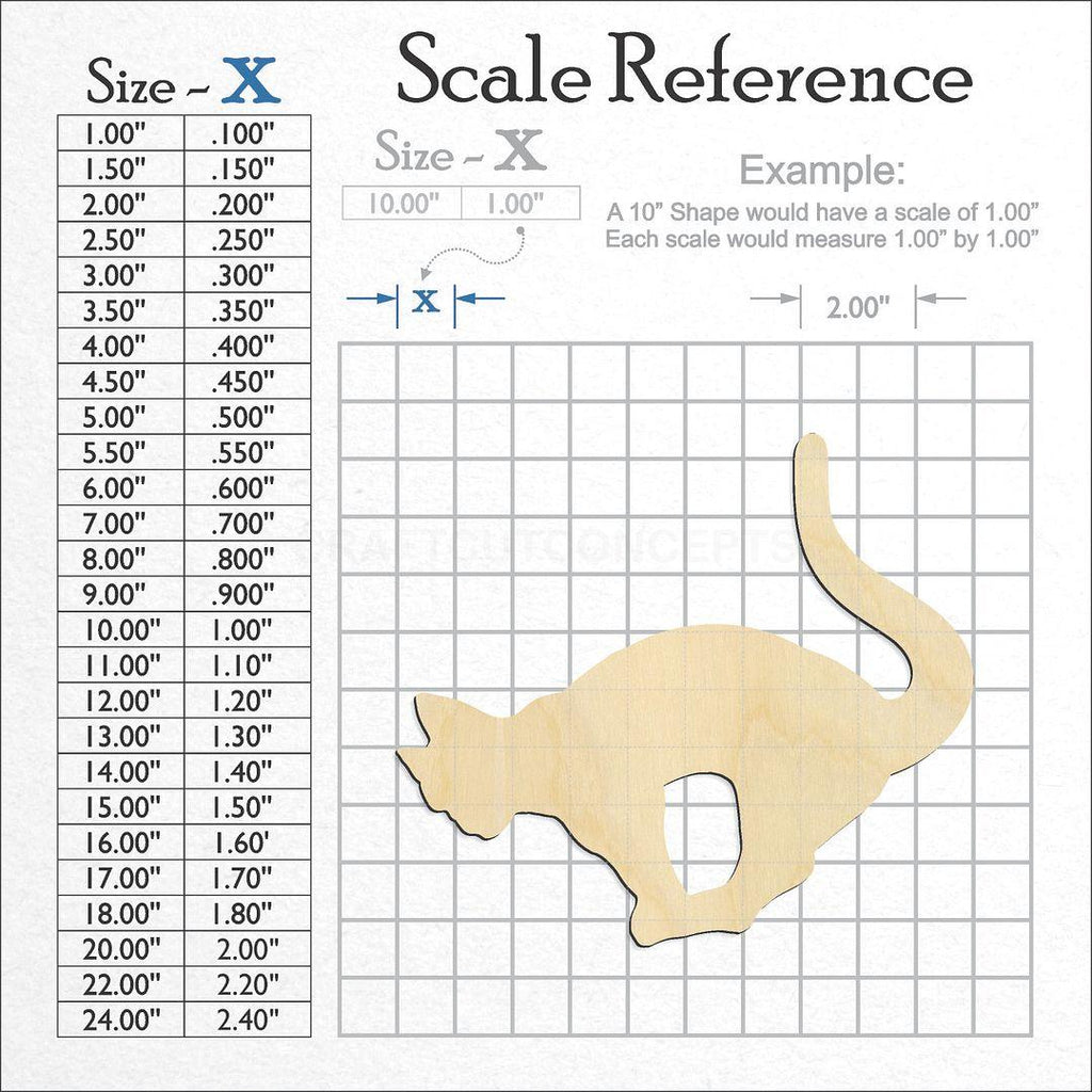 A scale and graph image showing a wood Cat -4 craft blank