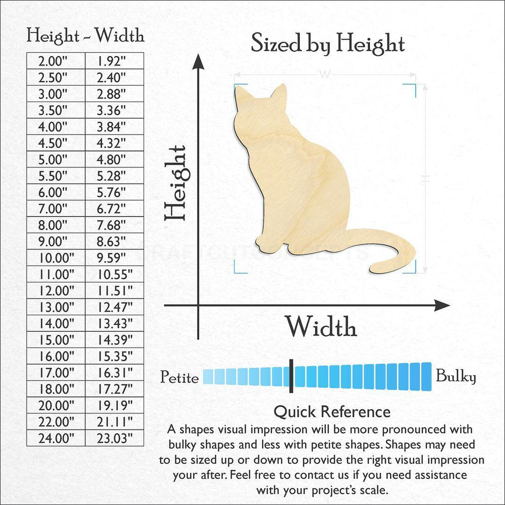 Sizes available for a laser cut Cat -5 craft blank