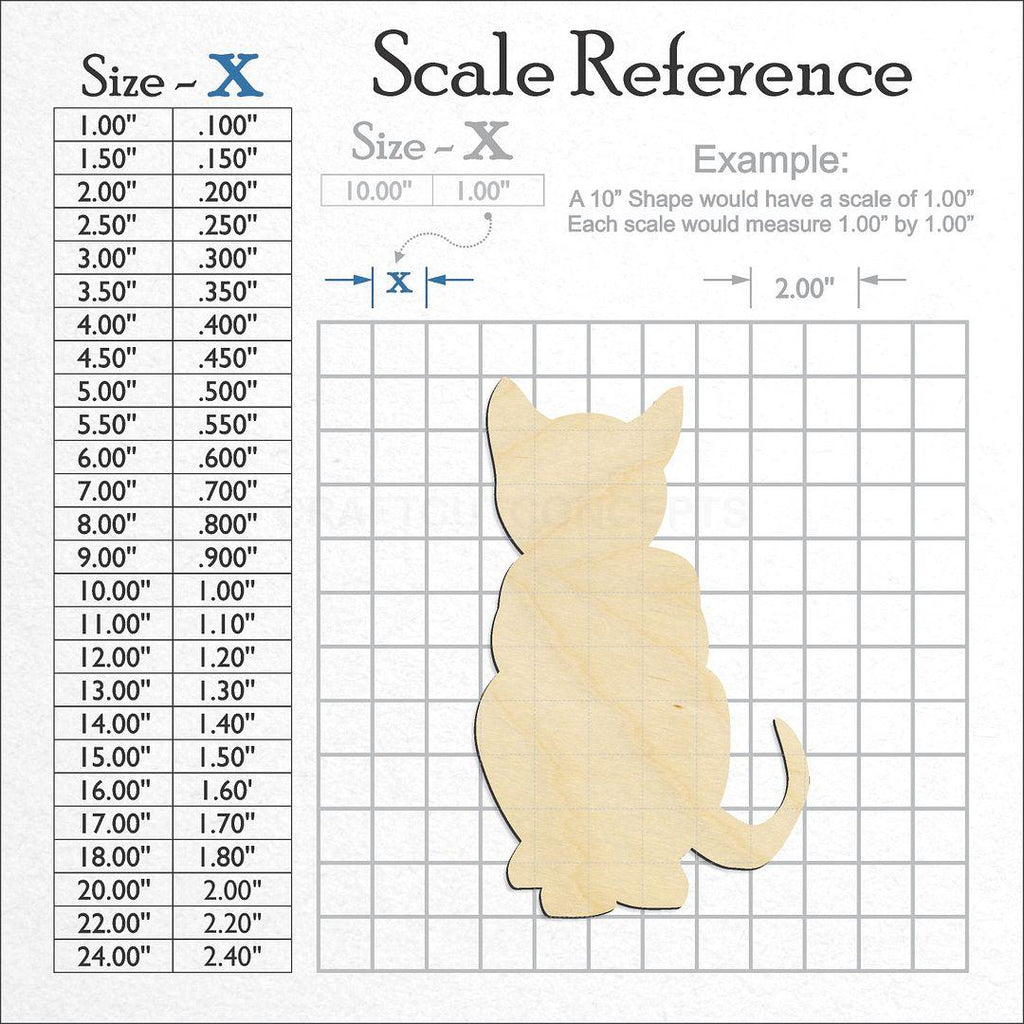 A scale and graph image showing a wood Cat -6 craft blank