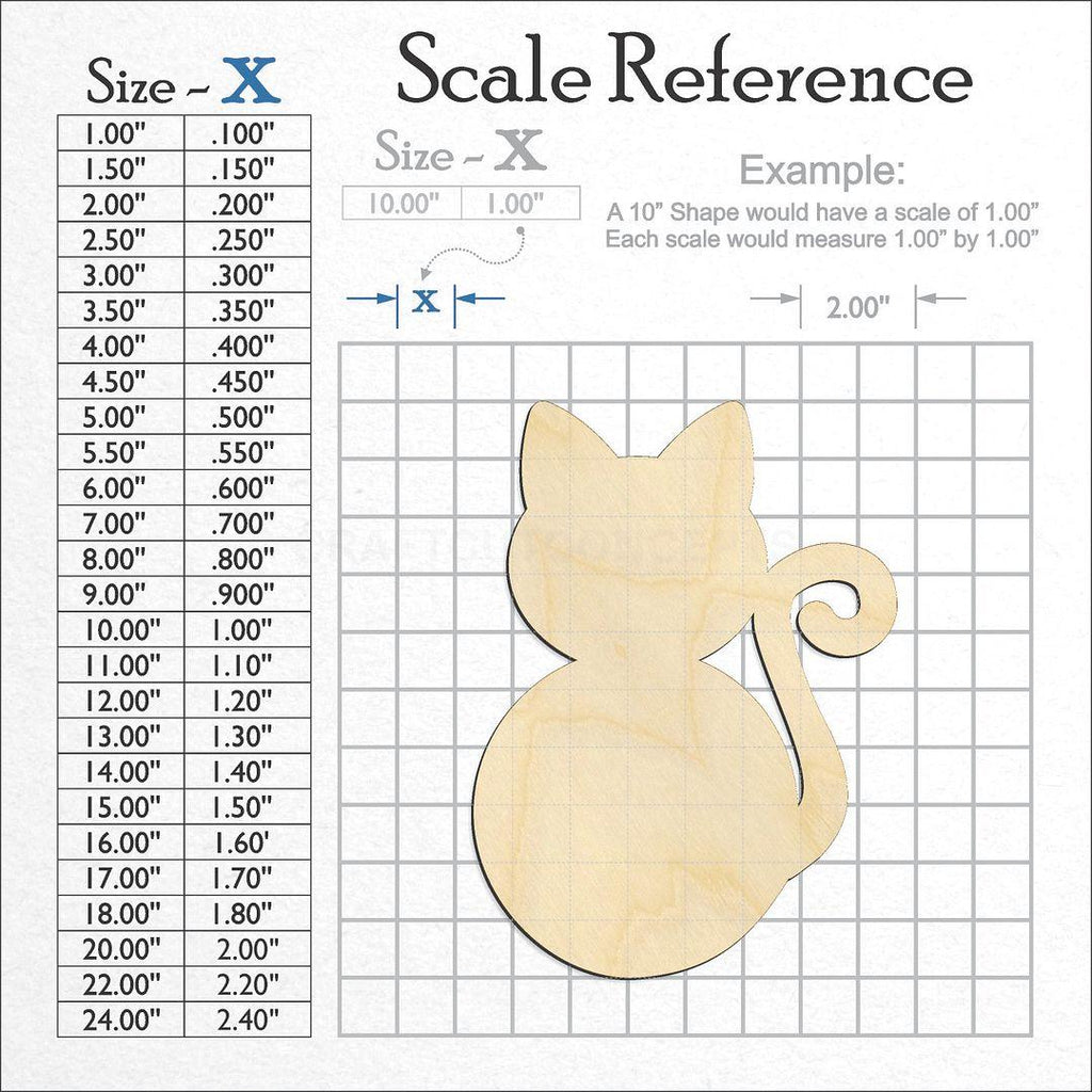 A scale and graph image showing a wood Cat craft blank