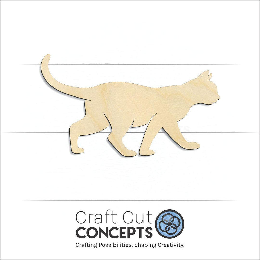 Craft Cut Concepts Logo under a wood Cat craft shape and blank