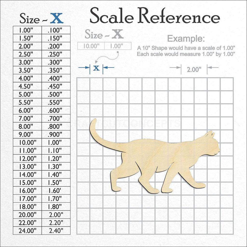 A scale and graph image showing a wood Cat craft blank