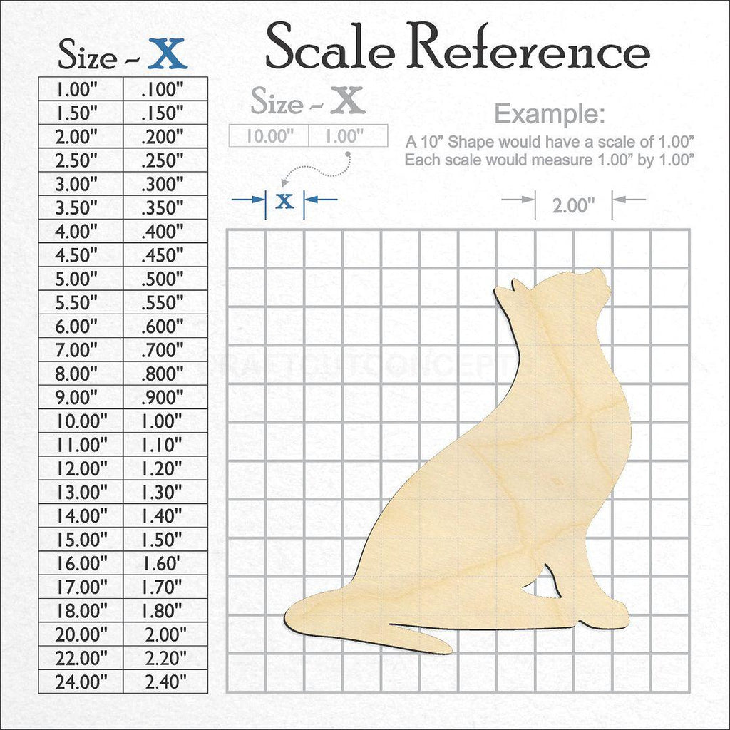 A scale and graph image showing a wood Cat craft blank