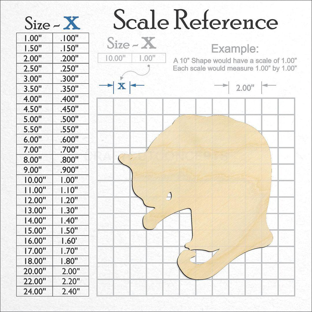 A scale and graph image showing a wood Cat craft blank