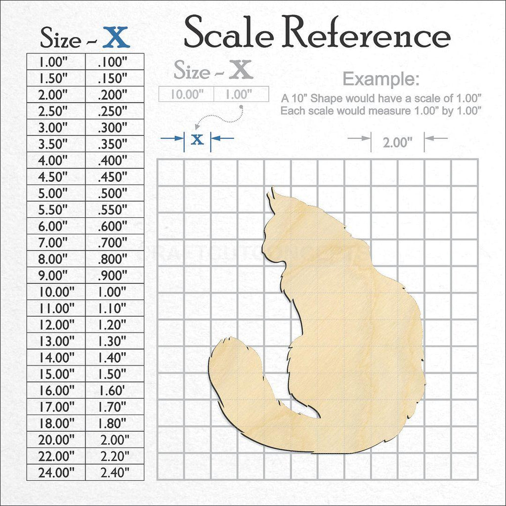 A scale and graph image showing a wood Cat craft blank