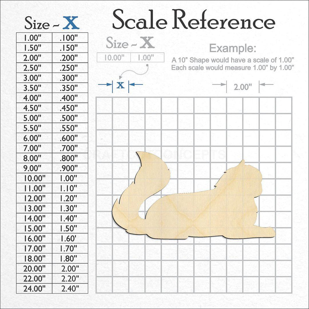 A scale and graph image showing a wood Cat craft blank