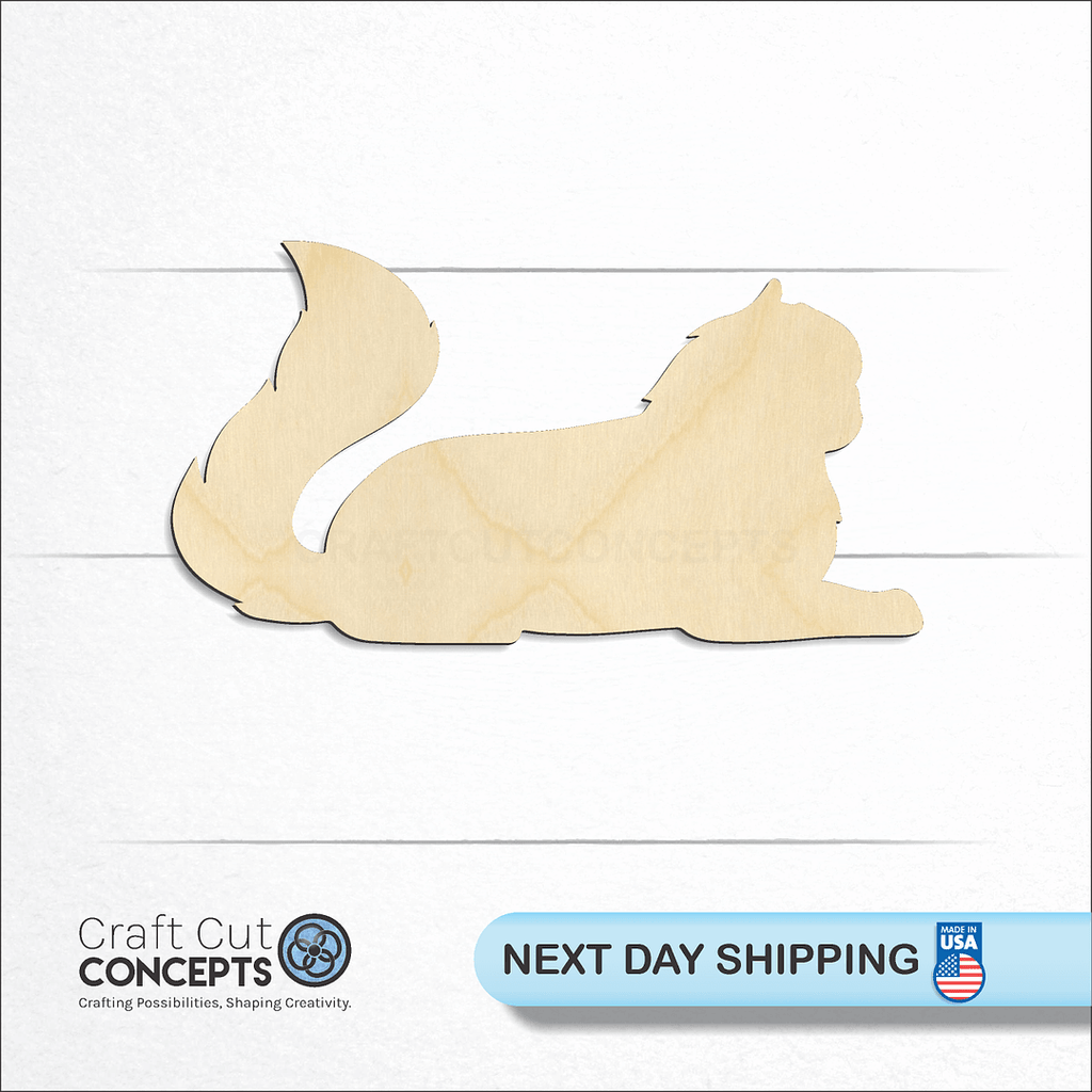 Craft Cut Concepts logo and next day shipping banner with an unfinished wood Cat craft shape and blank