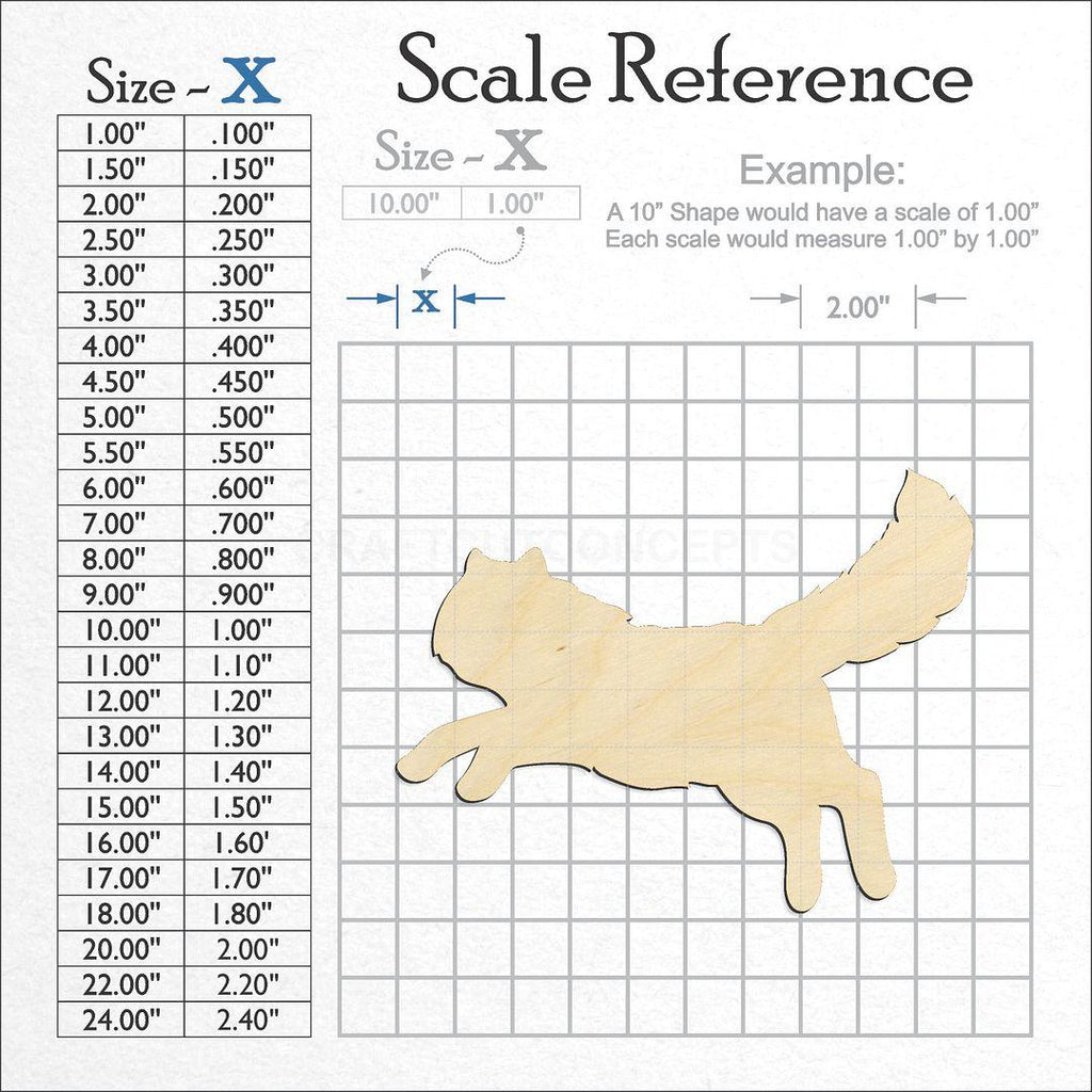 A scale and graph image showing a wood Cat craft blank