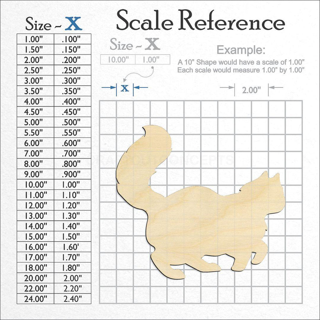 A scale and graph image showing a wood Cat craft blank