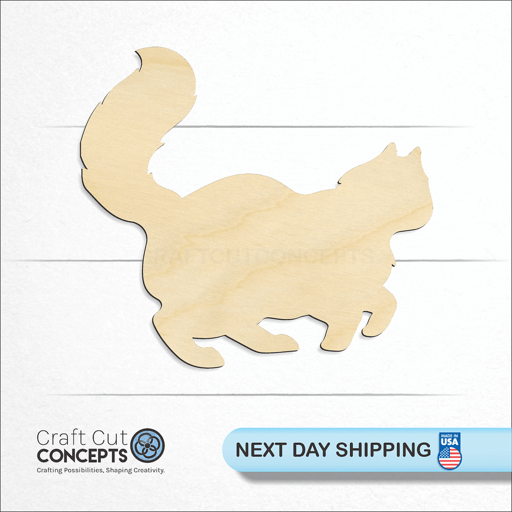 Craft Cut Concepts logo and next day shipping banner with an unfinished wood Cat craft shape and blank