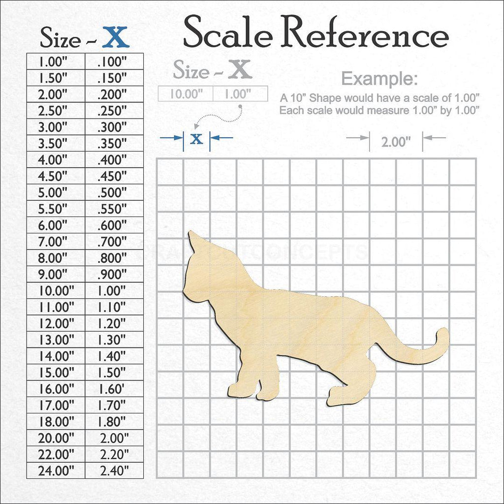 A scale and graph image showing a wood Kitten craft blank