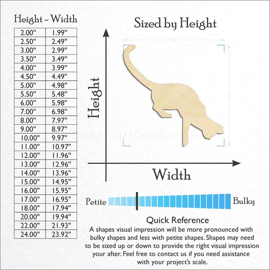 Sizes available for a laser cut Door Cat craft blank