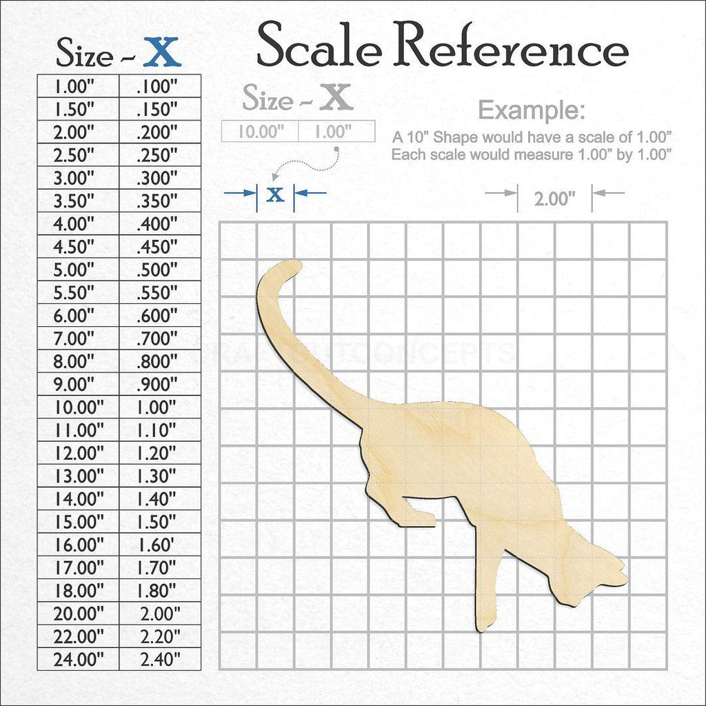 A scale and graph image showing a wood Door Cat craft blank