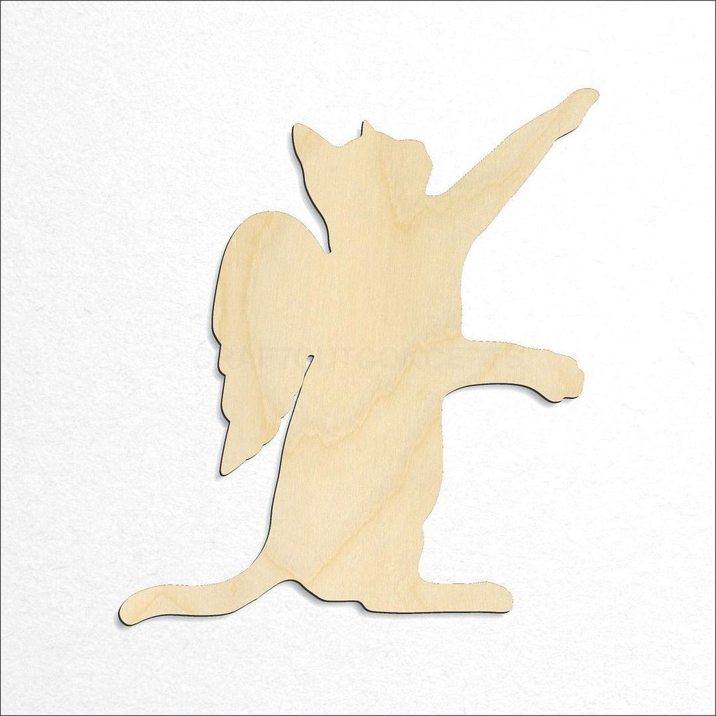 Wooden Angel Wing Cat craft shape available in sizes of 2 inch and up