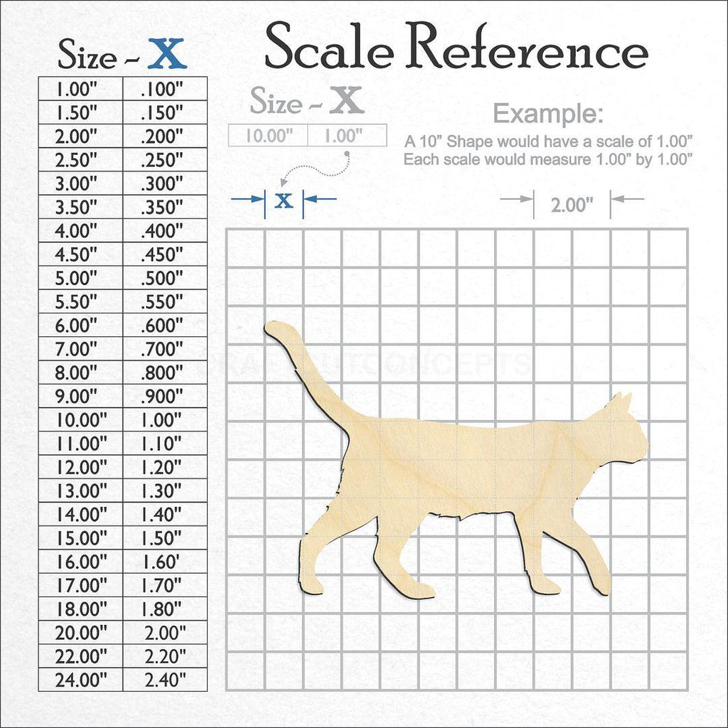 A scale and graph image showing a wood Cat craft blank