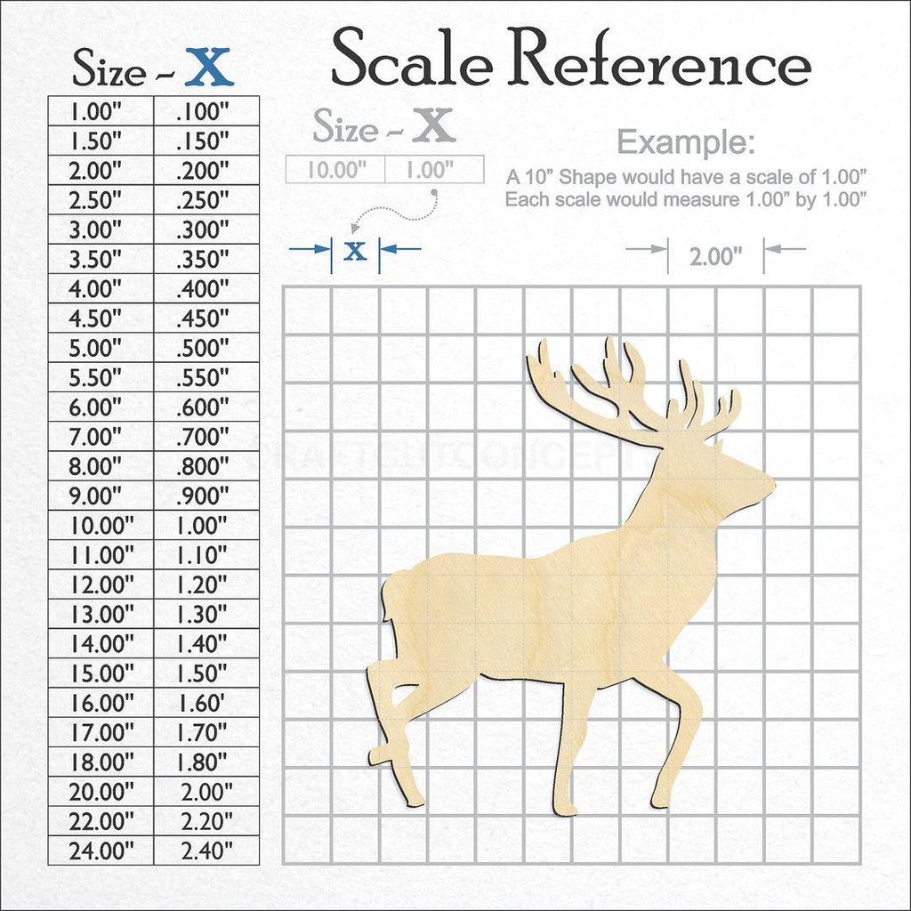 A scale and graph image showing a wood Deer-02 craft blank