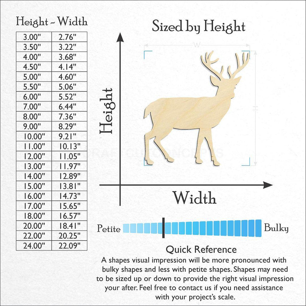 Sizes available for a laser cut Deer -07 craft blank