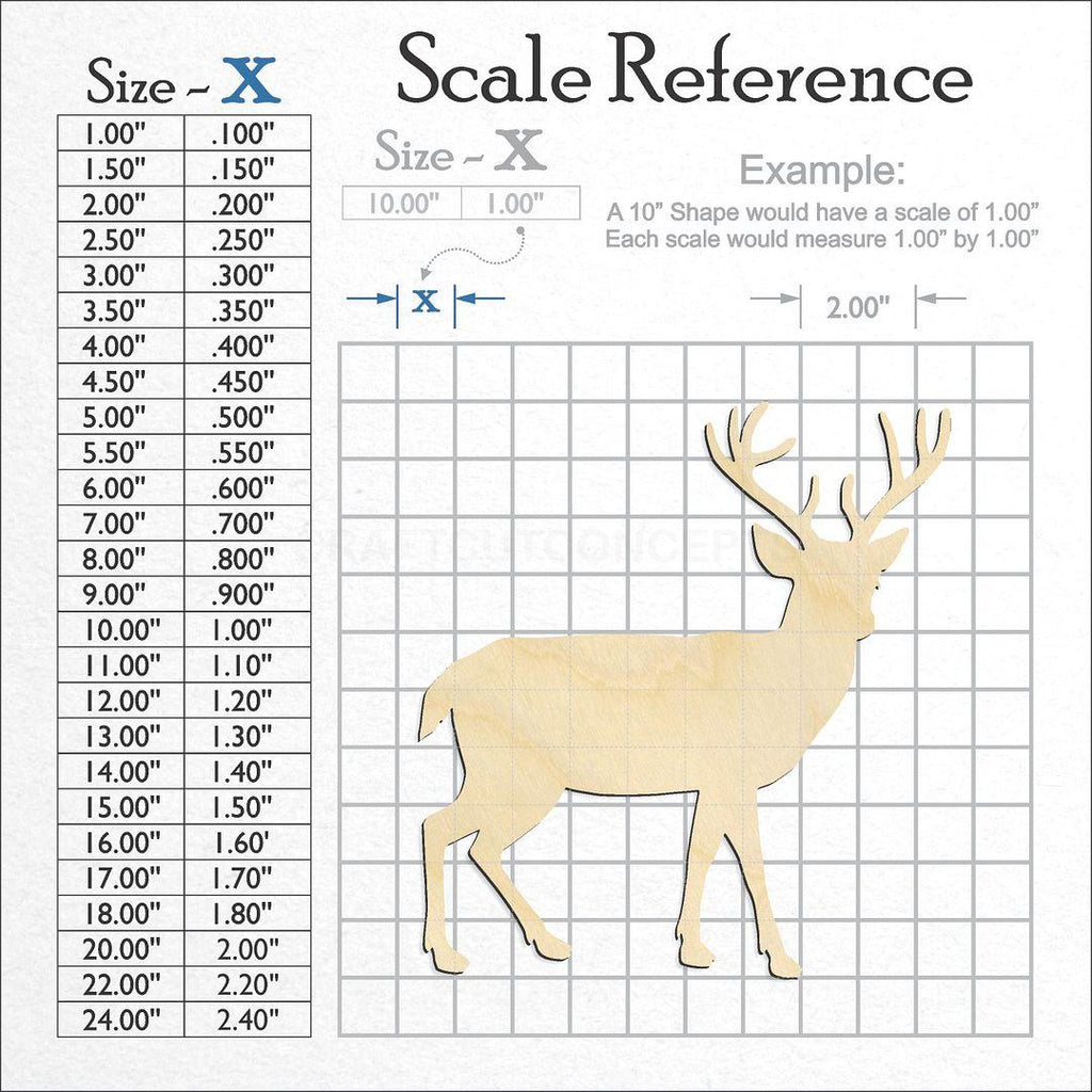 A scale and graph image showing a wood Deer -07 craft blank