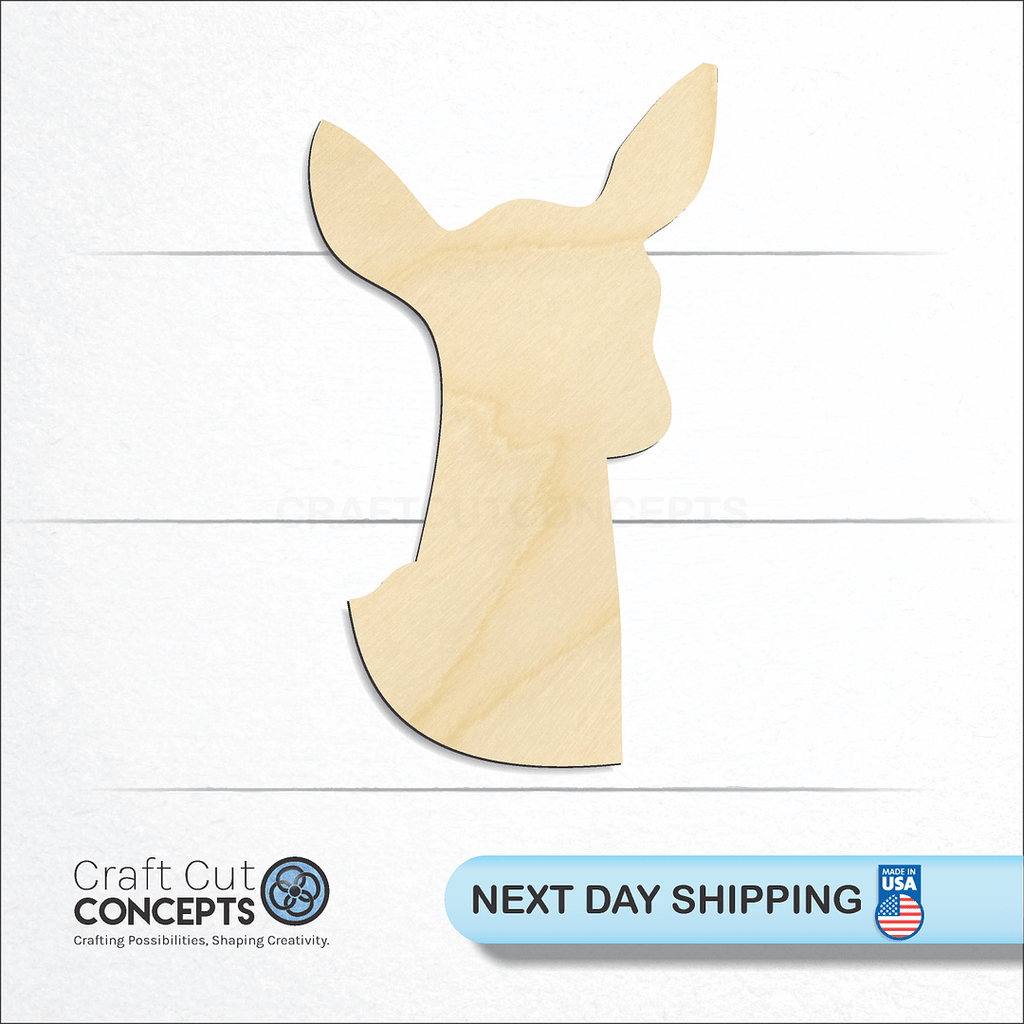 Craft Cut Concepts logo and next day shipping banner with an unfinished wood Deer -08 craft shape and blank