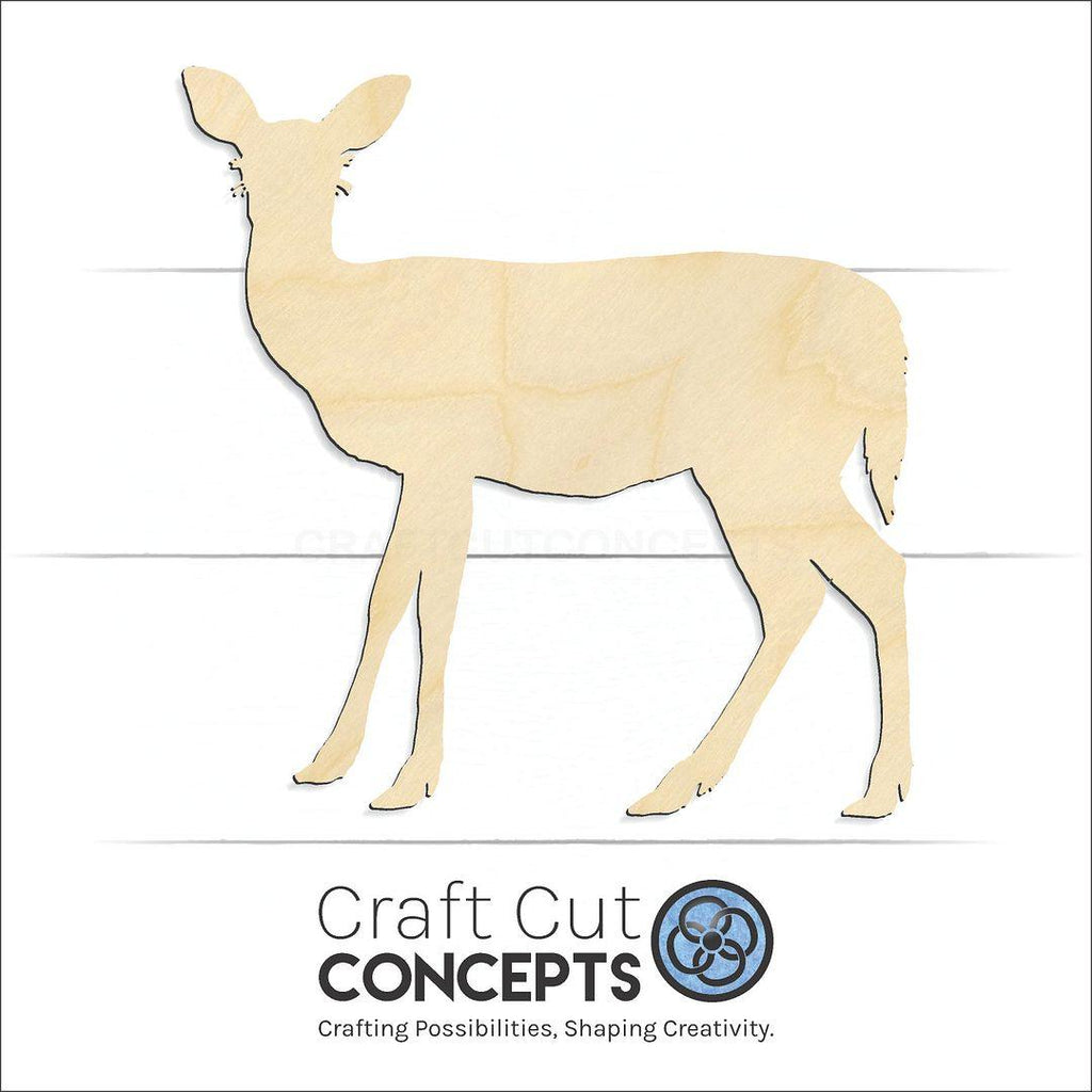 Craft Cut Concepts Logo under a wood Doe Deer craft shape and blank