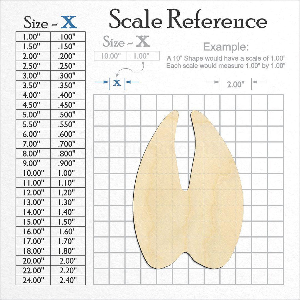 A scale and graph image showing a wood Deer Track craft blank