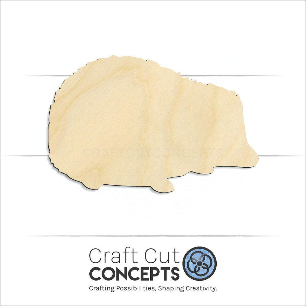 Craft Cut Concepts Logo under a wood Hedgehog craft shape and blank