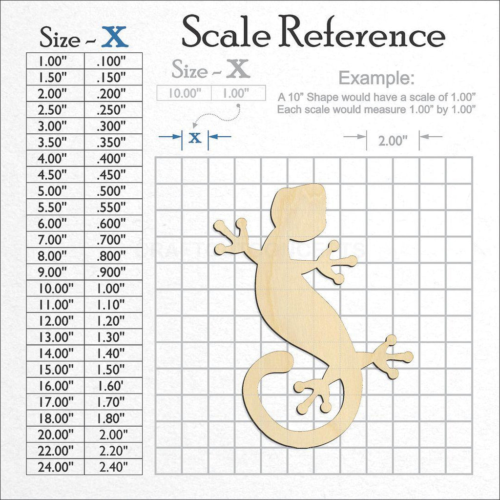 A scale and graph image showing a wood Lizard -3 craft blank