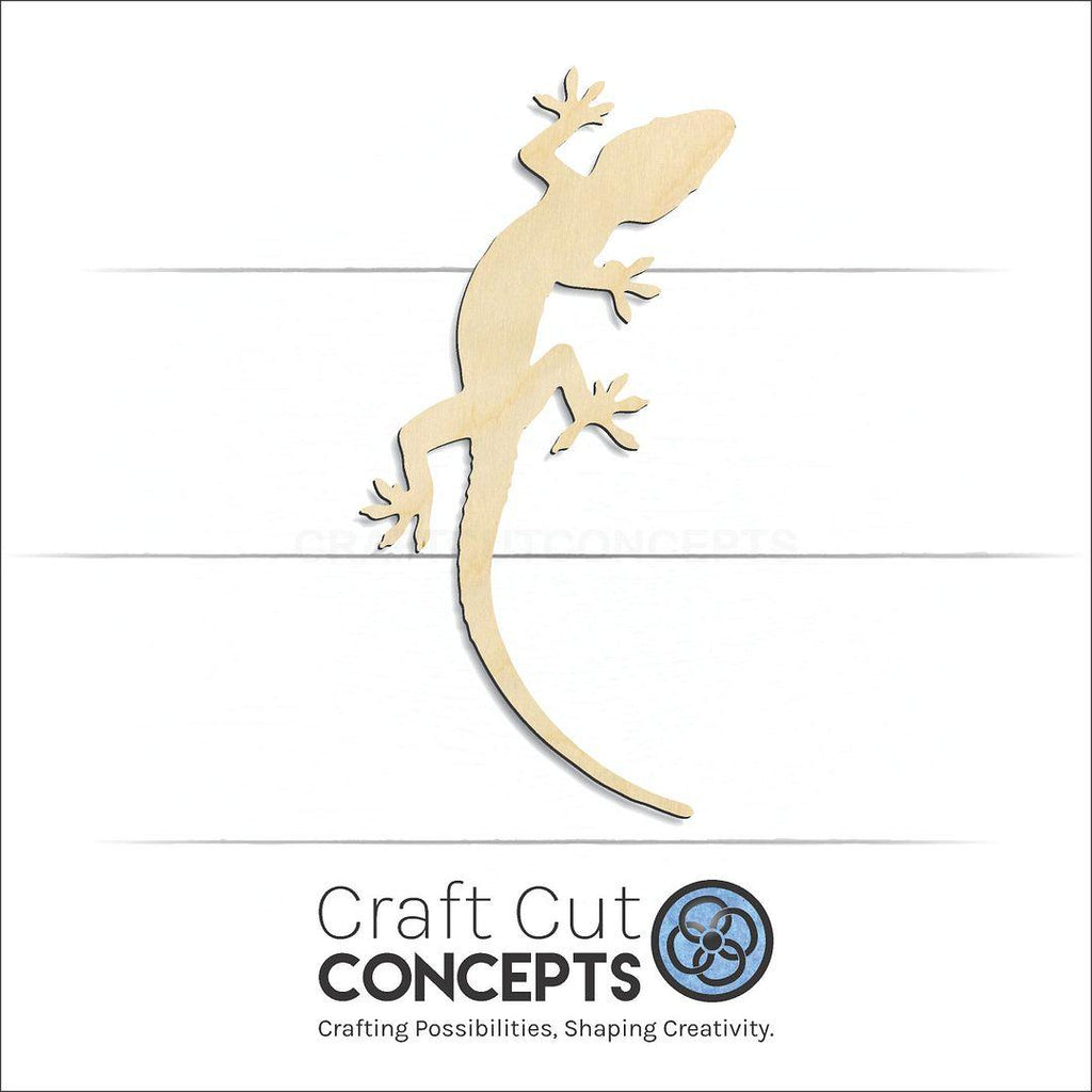 Craft Cut Concepts Logo under a wood Lizard craft shape and blank