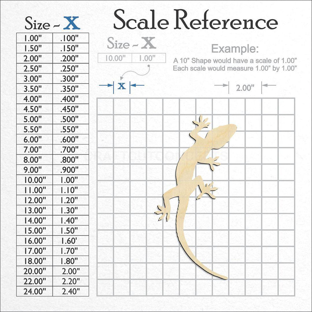 A scale and graph image showing a wood Lizard craft blank