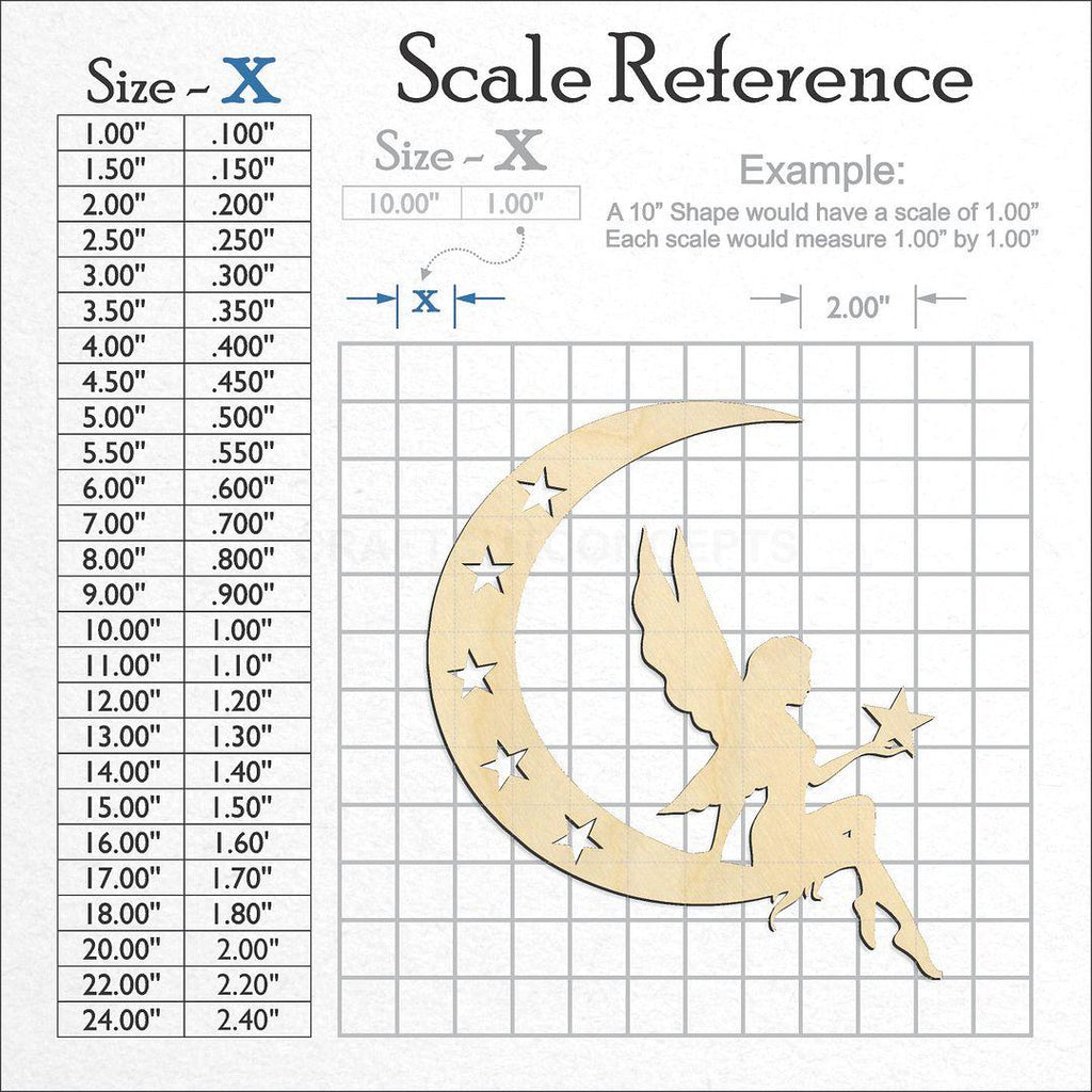 A scale and graph image showing a wood Fairy -3 craft blank