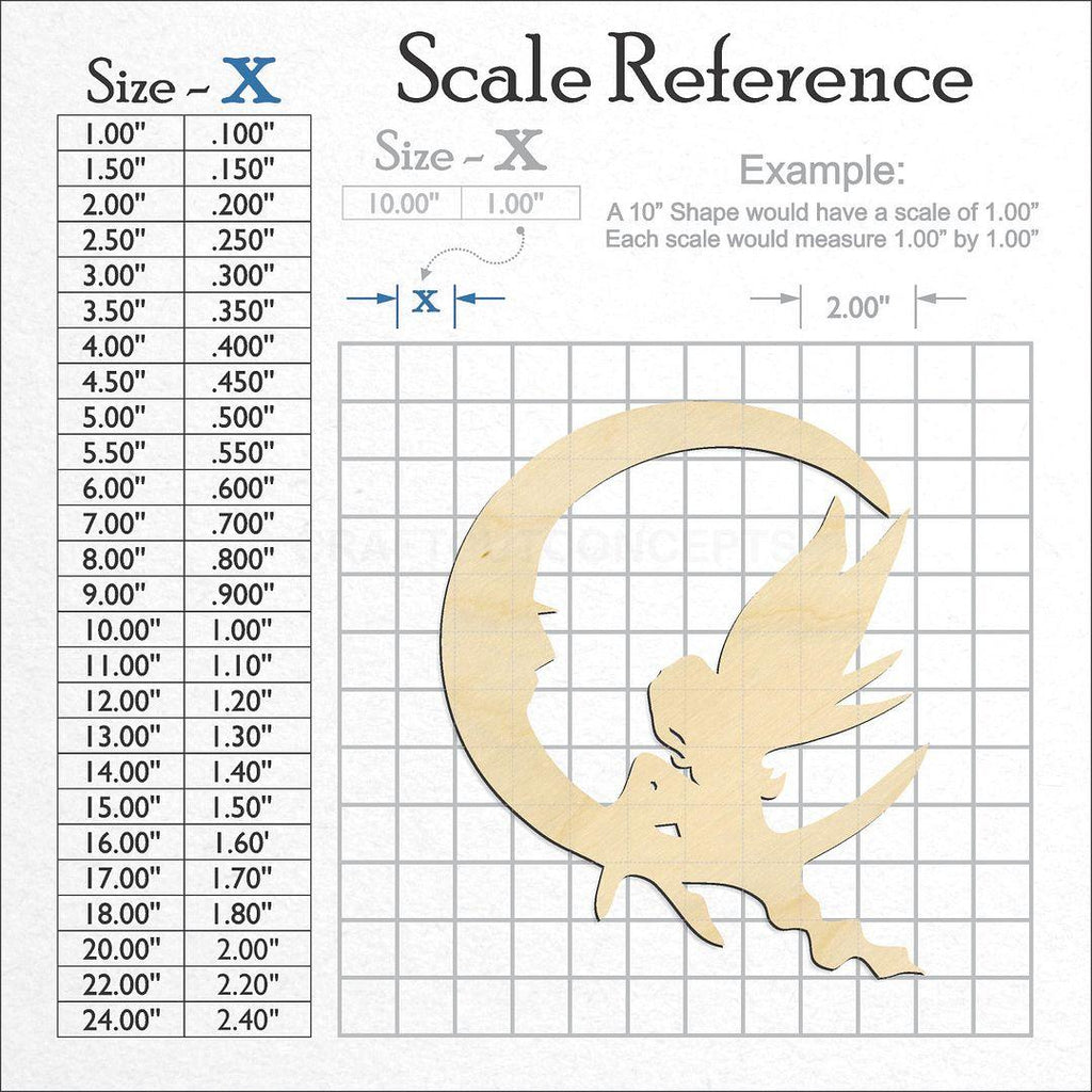 A scale and graph image showing a wood Fairy -5 craft blank