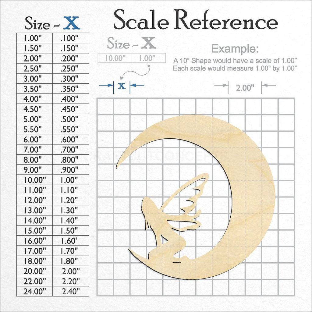 A scale and graph image showing a wood Fairy -6 craft blank