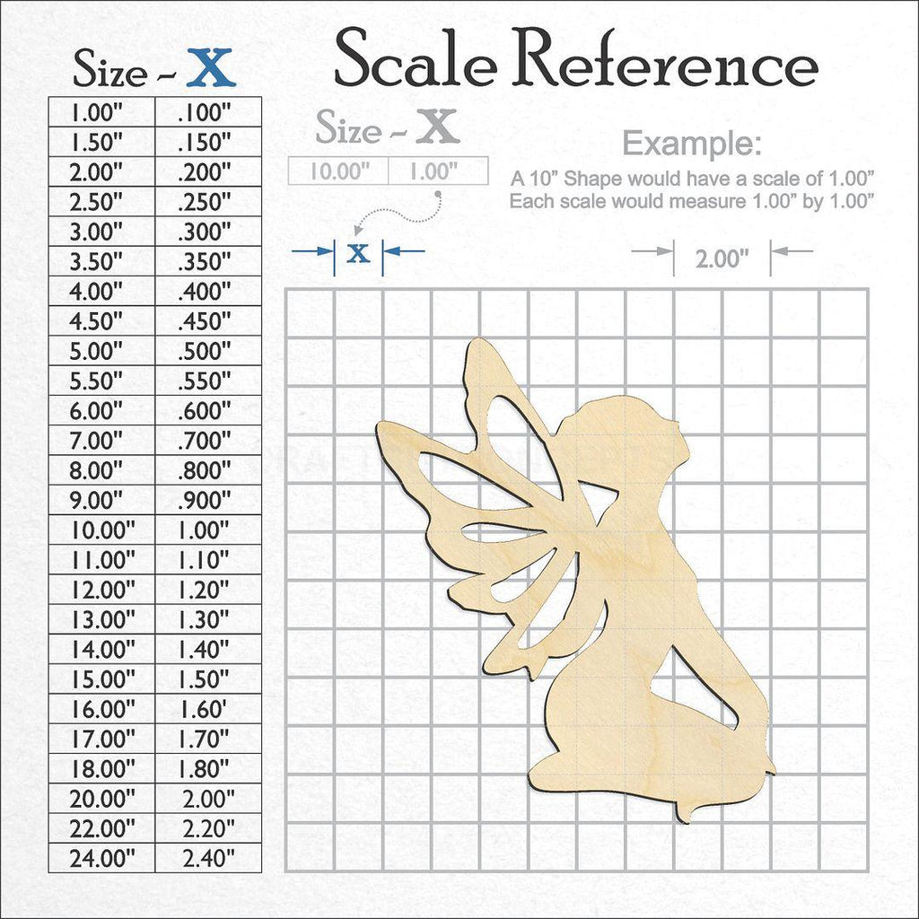 A scale and graph image showing a wood Fairy craft blank