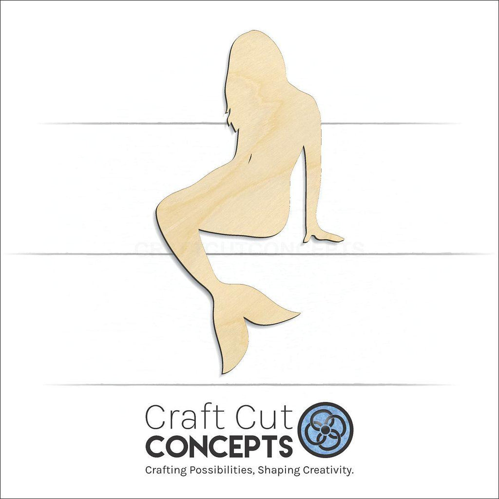 Craft Cut Concepts Logo under a wood Mermaid-2 craft shape and blank