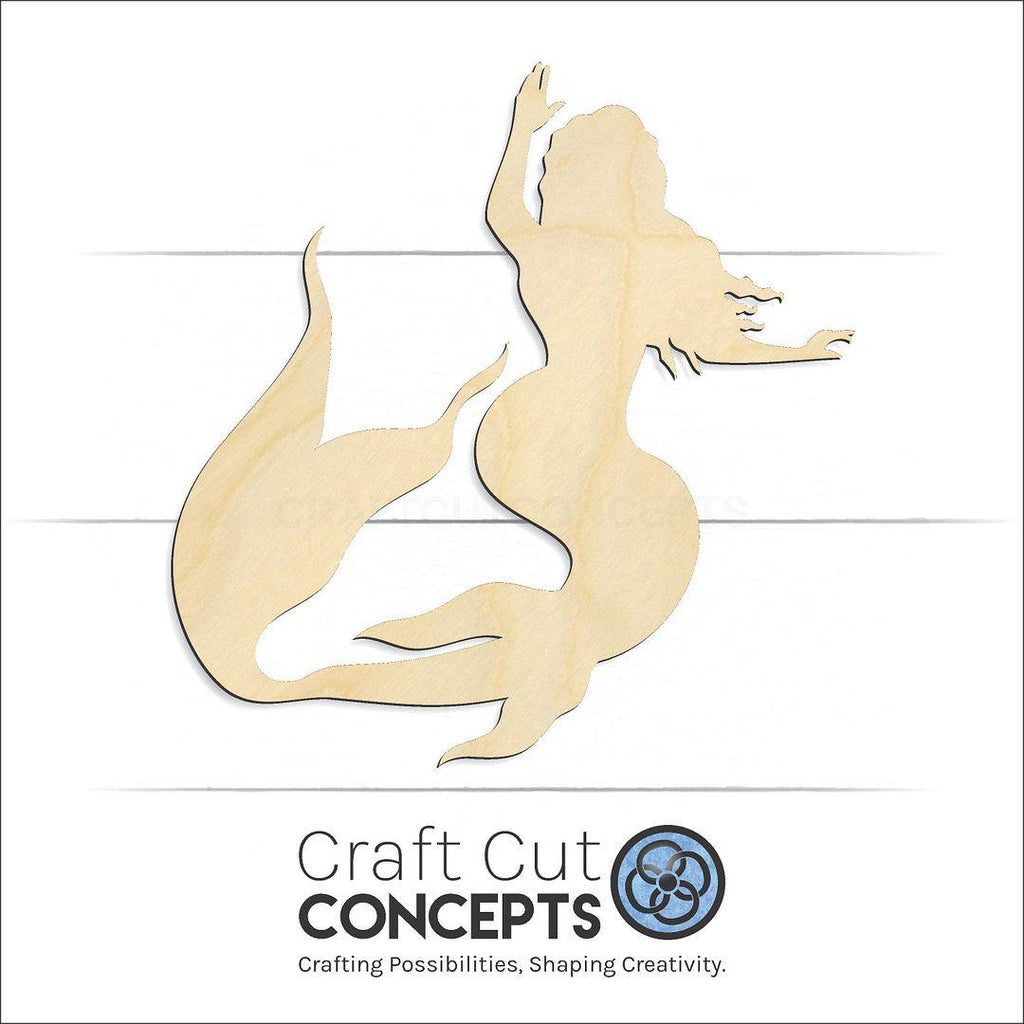 Craft Cut Concepts Logo under a wood Mermaid Tail craft shape and blank