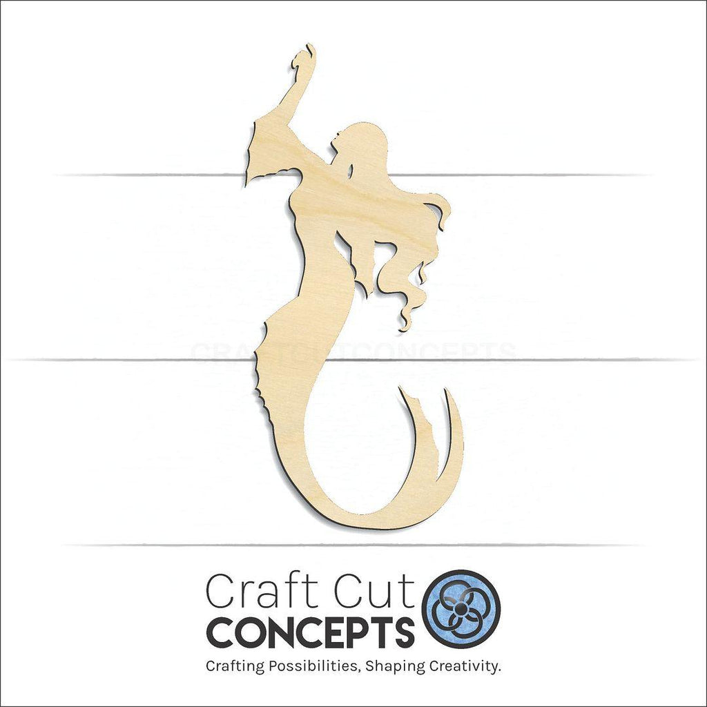 Craft Cut Concepts Logo under a wood Mermaid craft shape and blank