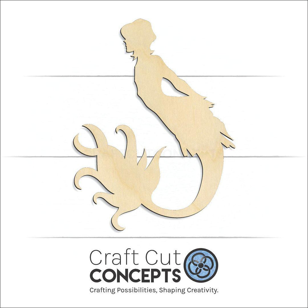 Craft Cut Concepts Logo under a wood Mermaid craft shape and blank